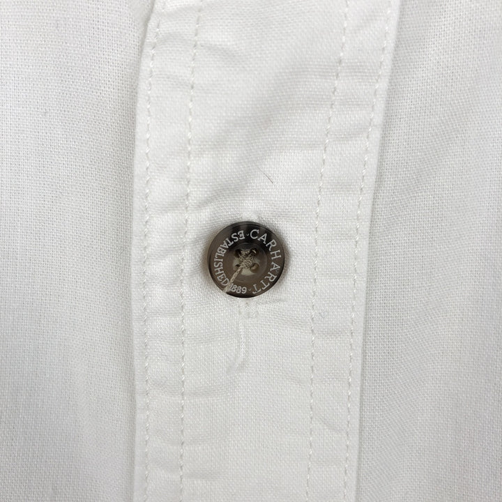 Carhartt plain button-down, flap pocket, short-sleeved work shirt, men's size M. cotton white type Vintage Second Hand