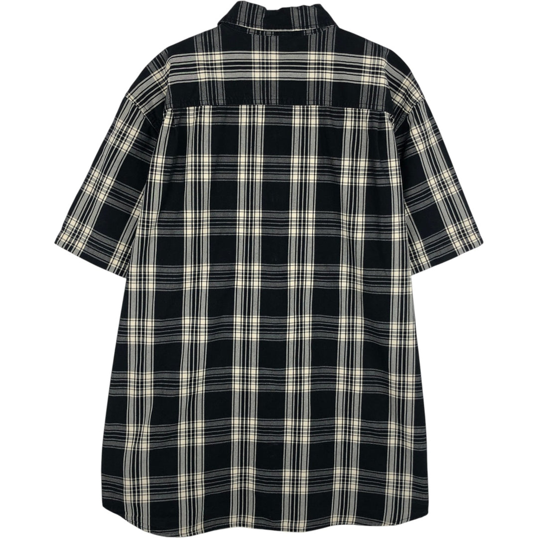 Carhartt RELAXED FIT Check Pattern Button-down Short Sleeve Work Shirt, Men's XL cotton black type Vintage Second Hand