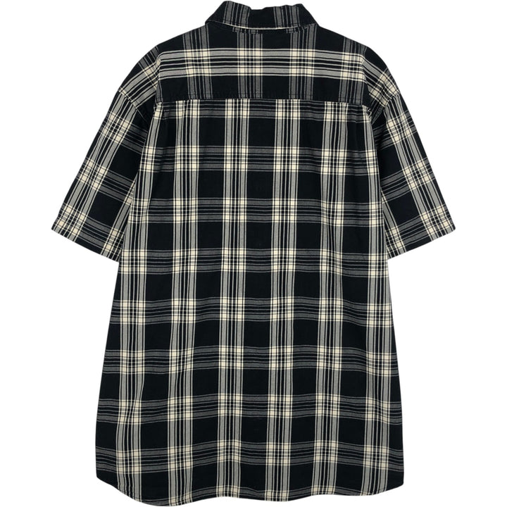 Carhartt RELAXED FIT Check Pattern Button-down Short Sleeve Work Shirt, Men's XL cotton black type Vintage Second Hand