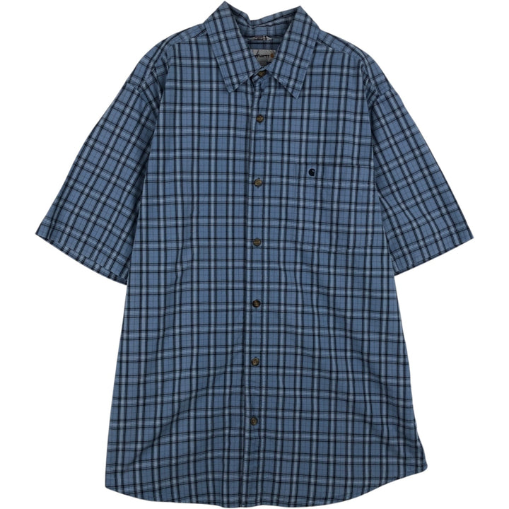 Carhartt Relaxed Fit Short-Sleeve Work Shirt, Men's Size L (Equivalent), Regular Collar cotton Blue type light blue Vintage Second Hand