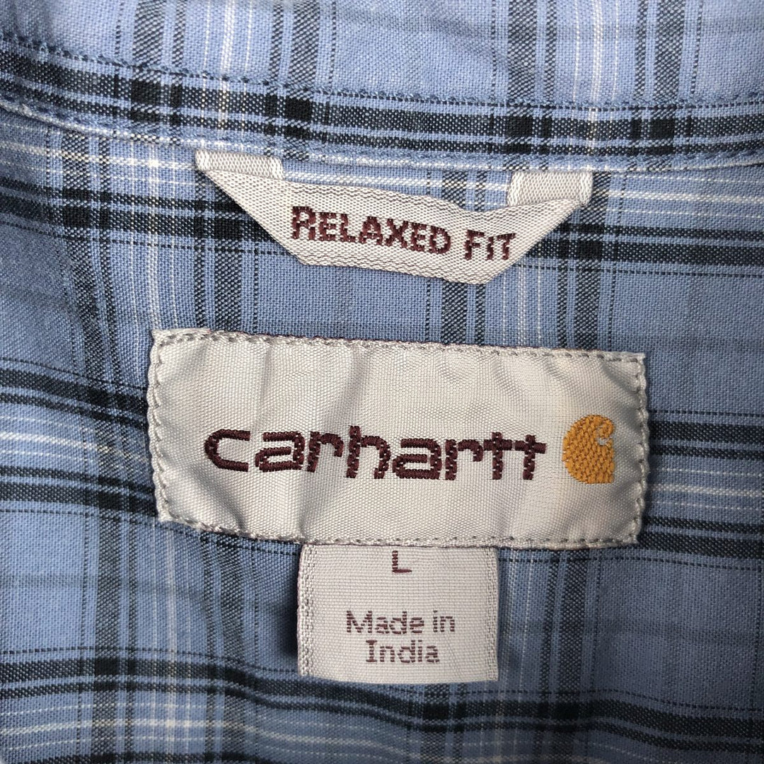 Carhartt Relaxed Fit Short-Sleeve Work Shirt, Men's Size L (Equivalent), Regular Collar cotton Blue type light blue Vintage Second Hand