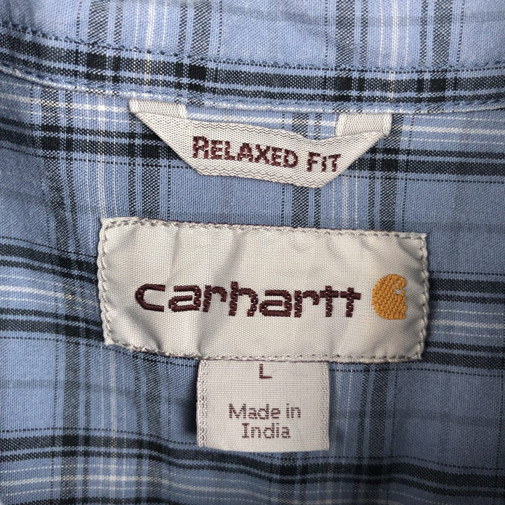 Carhartt Relaxed Fit Short-Sleeve Work Shirt, Men's Size L (Equivalent), Regular Collar cotton Blue type light blue Vintage Second Hand