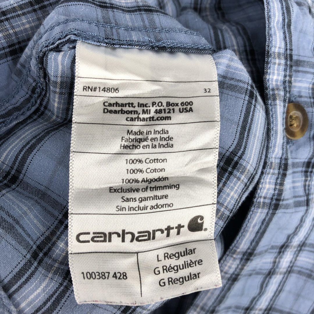 Carhartt Relaxed Fit Short-Sleeve Work Shirt, Men's Size L (Equivalent), Regular Collar cotton Blue type light blue Vintage Second Hand