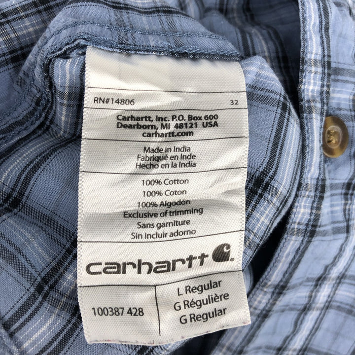 Carhartt Relaxed Fit Short-Sleeve Work Shirt, Men's Size L (Equivalent), Regular Collar cotton Blue type light blue Vintage Second Hand