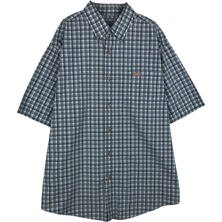 Carhartt Check Pattern Button-down Short Sleeve Work Shirt, Men's XL cotton Blue type light blue Vintage Second Hand