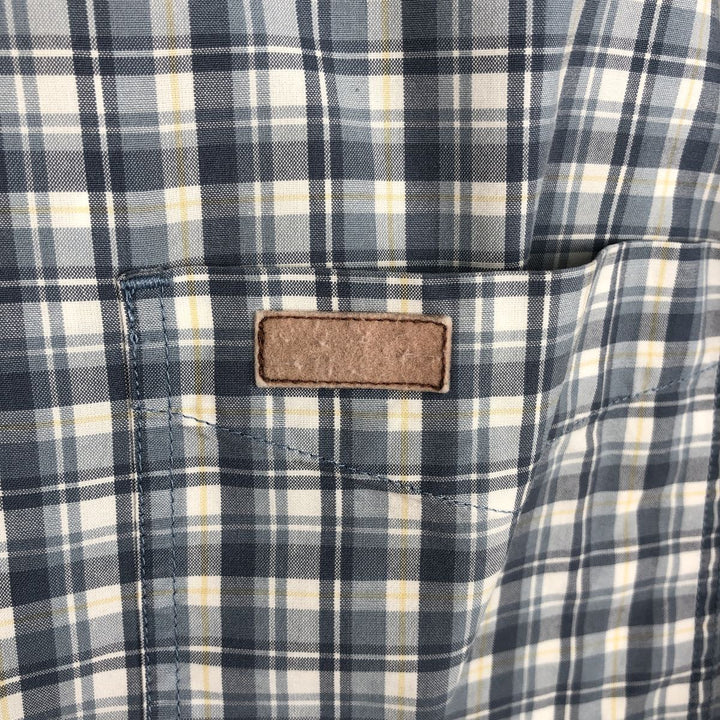 Carhartt Check Pattern Button-down Short Sleeve Work Shirt, Men's XL cotton Blue type light blue Vintage Second Hand