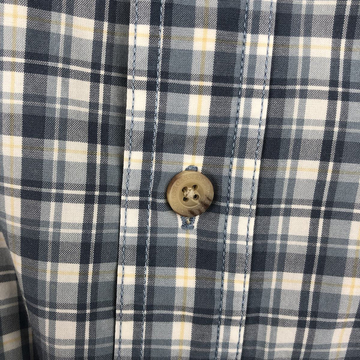 Carhartt Check Pattern Button-down Short Sleeve Work Shirt, Men's XL cotton Blue type light blue Vintage Second Hand