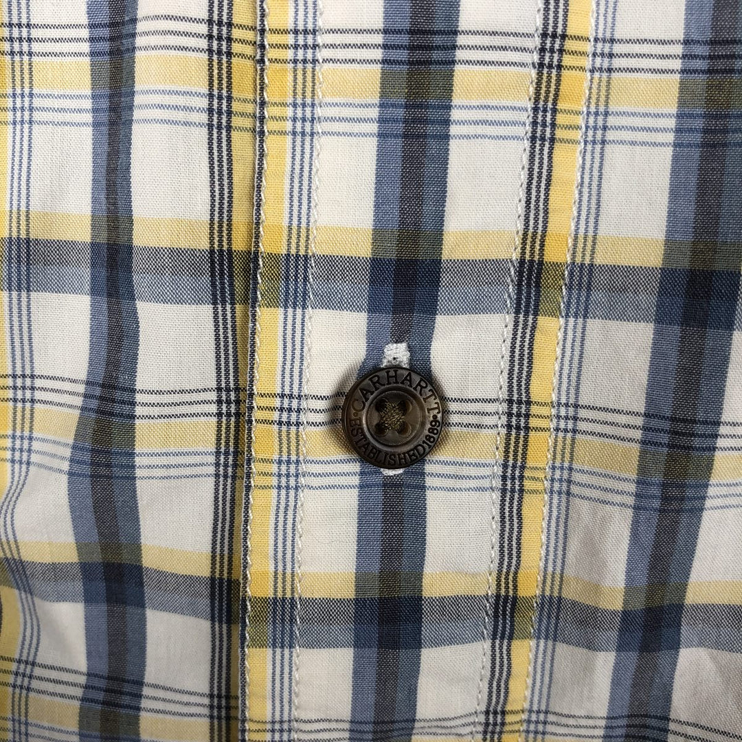 Carhartt Relaxed Fit Check Pattern Regular Collar Flap Pocket Box Shirt Short Sleeve Work Shirt Men's XL Equivalent cotton blue type Vintage Second Hand