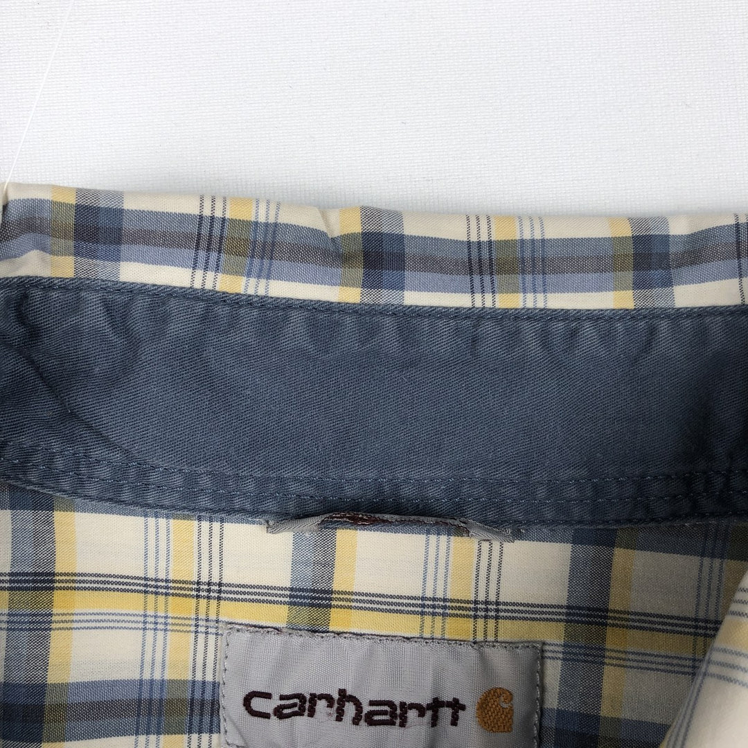 Carhartt Relaxed Fit Check Pattern Regular Collar Flap Pocket Box Shirt Short Sleeve Work Shirt Men's XL Equivalent cotton blue type Vintage Second Hand