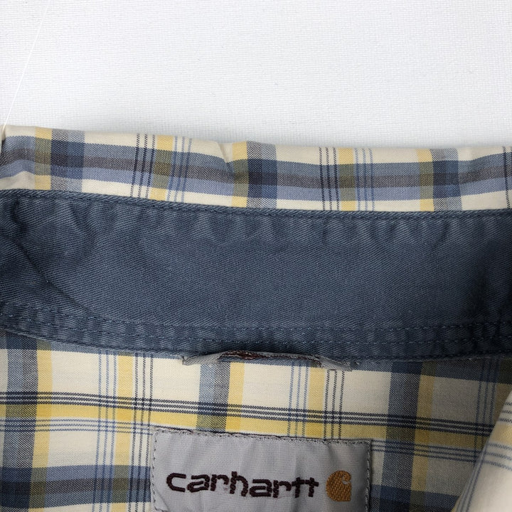 Carhartt Relaxed Fit Check Pattern Regular Collar Flap Pocket Box Shirt Short Sleeve Work Shirt Men's XL Equivalent cotton blue type Vintage Second Hand