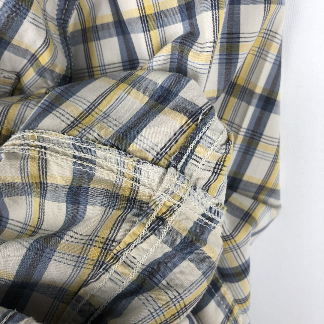 Carhartt Relaxed Fit Check Pattern Regular Collar Flap Pocket Box Shirt Short Sleeve Work Shirt Men's XL Equivalent cotton blue type Vintage Second Hand