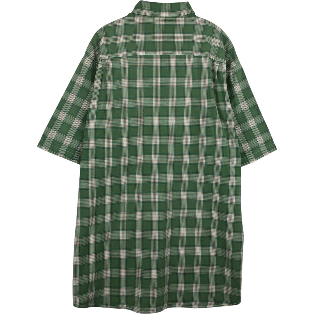 Carhartt Check Pattern Regular Collar Short Sleeve Work Shirt, Men's Size XL (approx.) cotton green type Vintage Second Hand