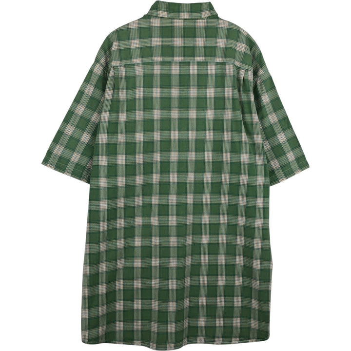 Carhartt Check Pattern Regular Collar Short Sleeve Work Shirt, Men's Size XL (approx.) cotton green type Vintage Second Hand