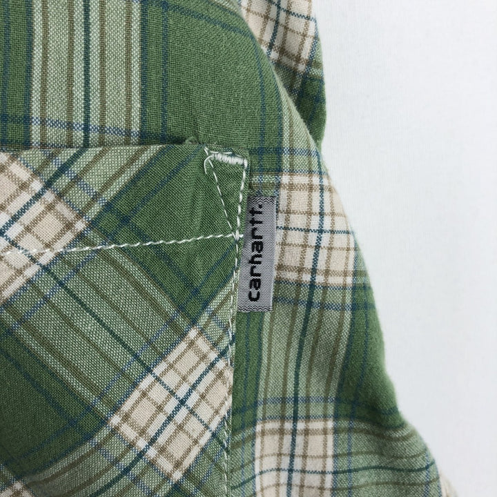 Carhartt Check Pattern Regular Collar Short Sleeve Work Shirt, Men's Size XL (approx.) cotton green type Vintage Second Hand