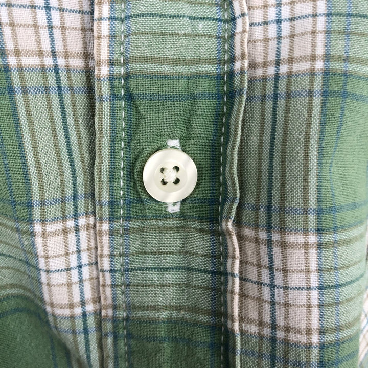 Carhartt Check Pattern Regular Collar Short Sleeve Work Shirt, Men's Size XL (approx.) cotton green type Vintage Second Hand