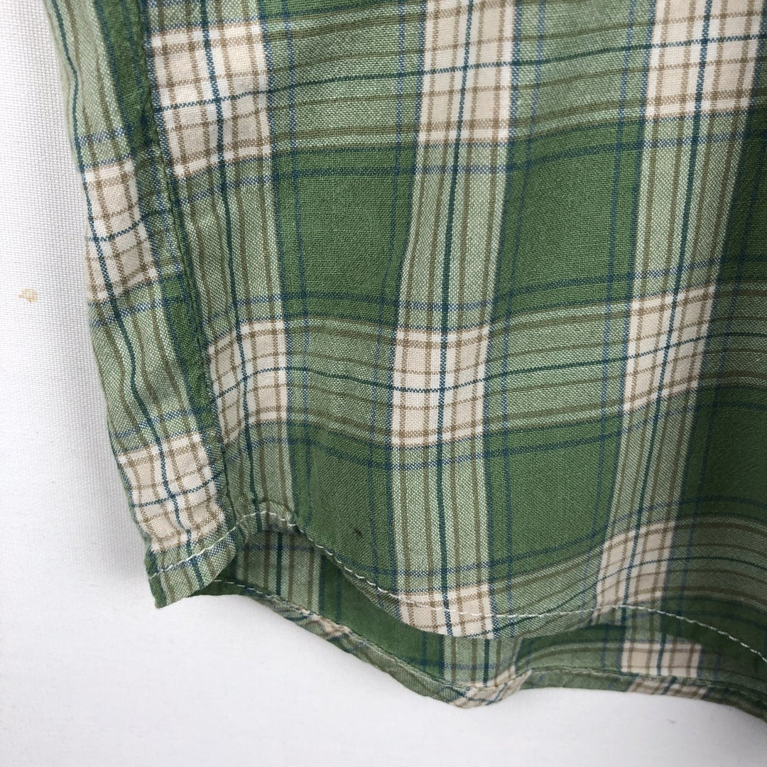 Carhartt Check Pattern Regular Collar Short Sleeve Work Shirt, Men's Size XL (approx.) cotton green type Vintage Second Hand