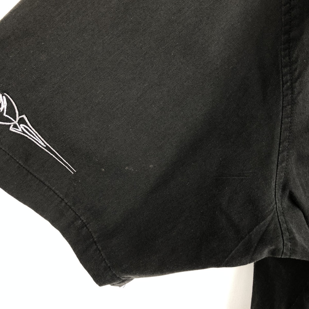 Dragonfly Roadhouse Skull Pattern Hidden Button-Down Open Collar Short-Sleeve Work Shirt Box Shirt Men's XXL Equivalent cotton black type Vintage Second Hand