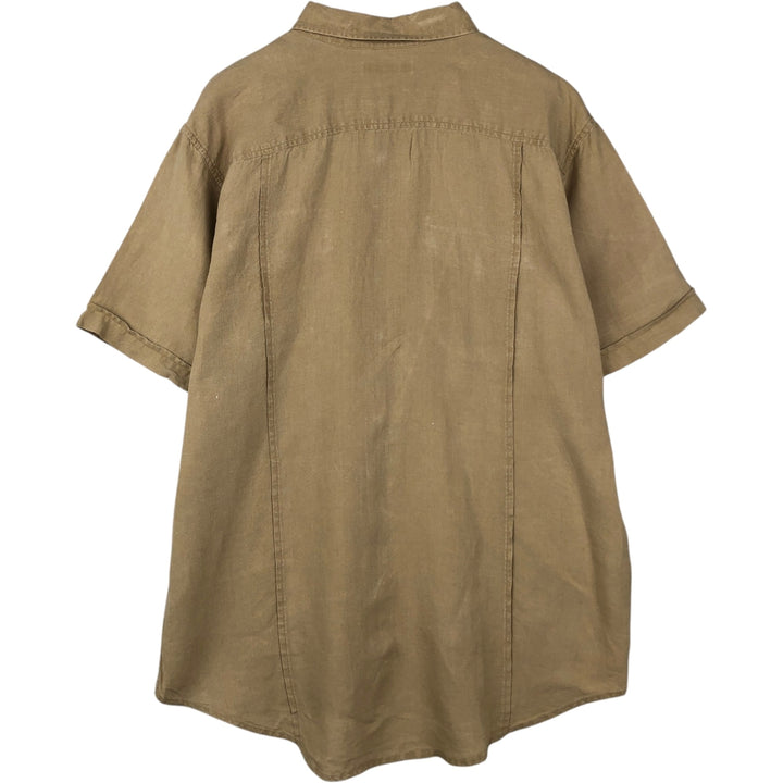 Banana Republic Short Sleeve Linen Shirt, Men's XL linen Khaki type beige Vintage Second Hand