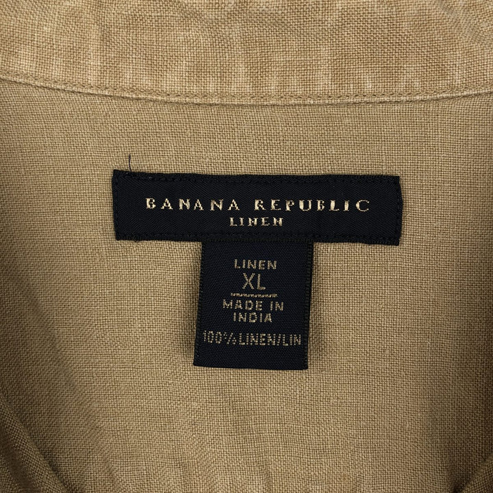Banana Republic Short Sleeve Linen Shirt, Men's XL linen Khaki type beige Vintage Second Hand