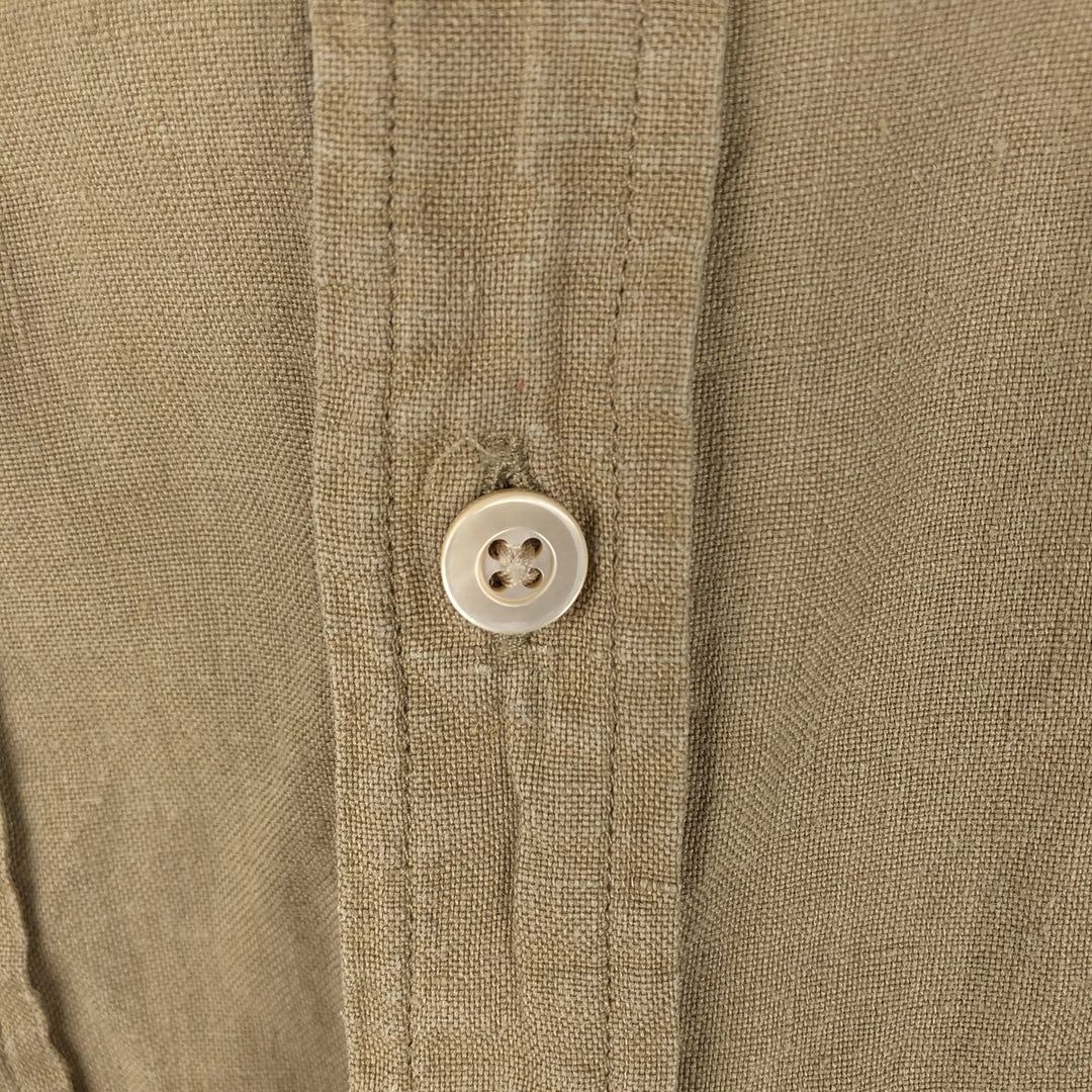 Banana Republic Short Sleeve Linen Shirt, Men's XL linen Khaki type beige Vintage Second Hand