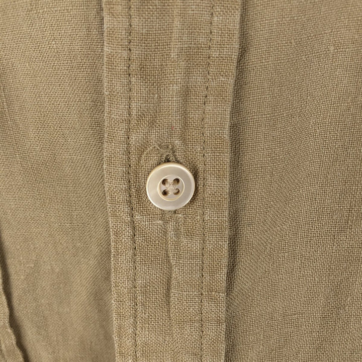 Banana Republic Short Sleeve Linen Shirt, Men's XL linen Khaki type beige Vintage Second Hand