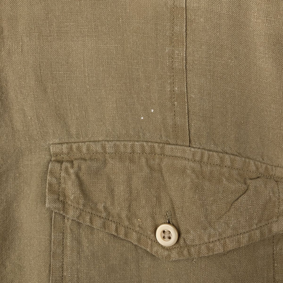 Banana Republic Short Sleeve Linen Shirt, Men's XL linen Khaki type beige Vintage Second Hand