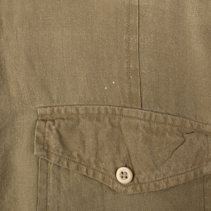Banana Republic Short Sleeve Linen Shirt, Men's XL linen Khaki type beige Vintage Second Hand