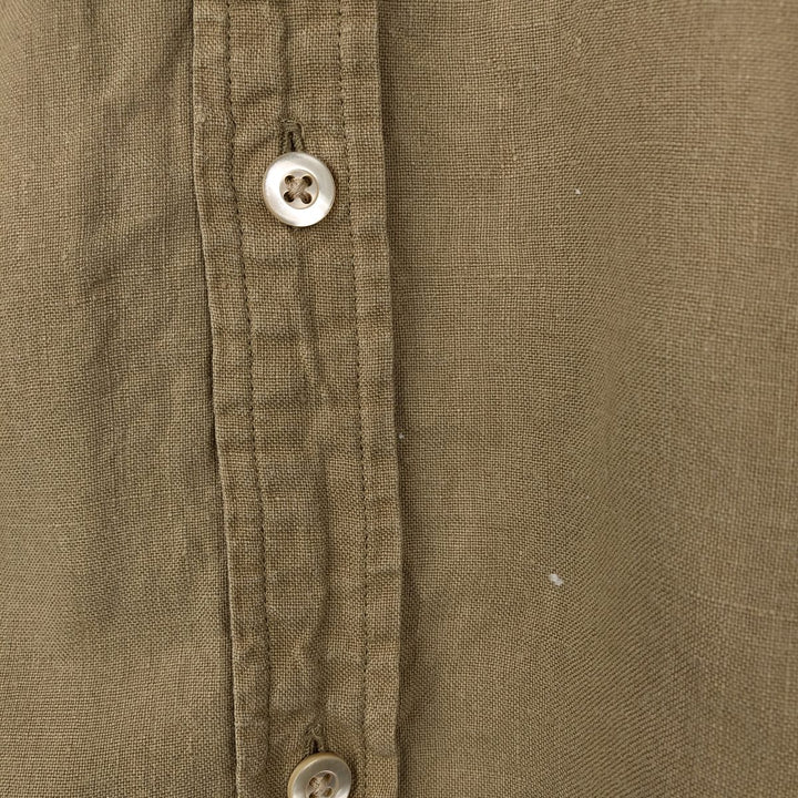 Banana Republic Short Sleeve Linen Shirt, Men's XL linen Khaki type beige Vintage Second Hand