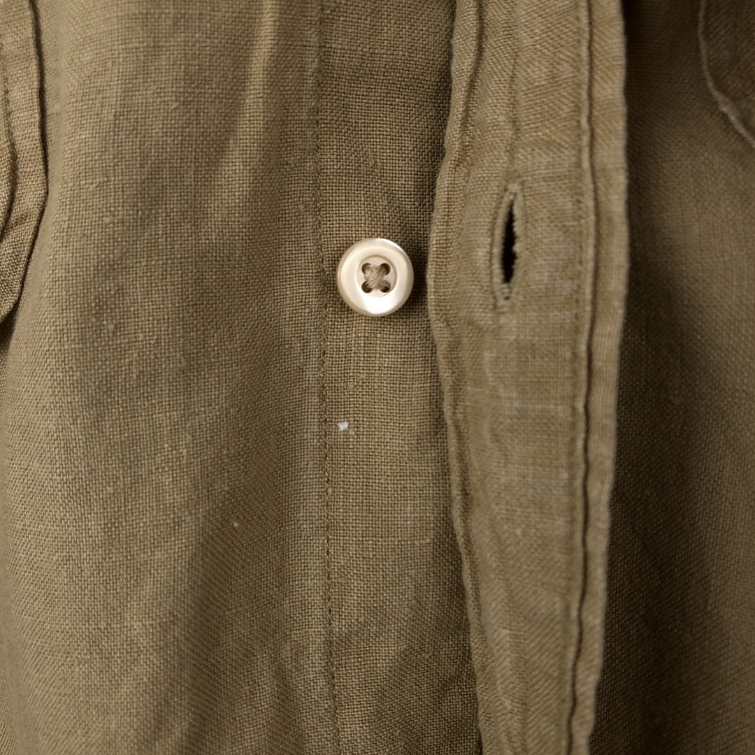 Banana Republic Short Sleeve Linen Shirt, Men's XL linen Khaki type beige Vintage Second Hand