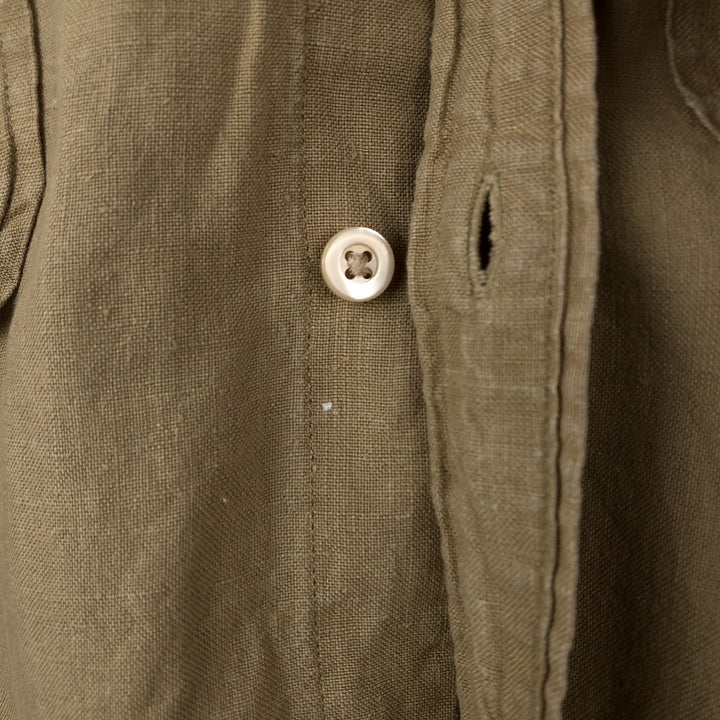 Banana Republic Short Sleeve Linen Shirt, Men's XL linen Khaki type beige Vintage Second Hand