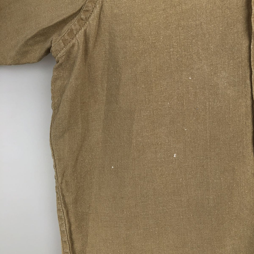 Banana Republic Short Sleeve Linen Shirt, Men's XL linen Khaki type beige Vintage Second Hand