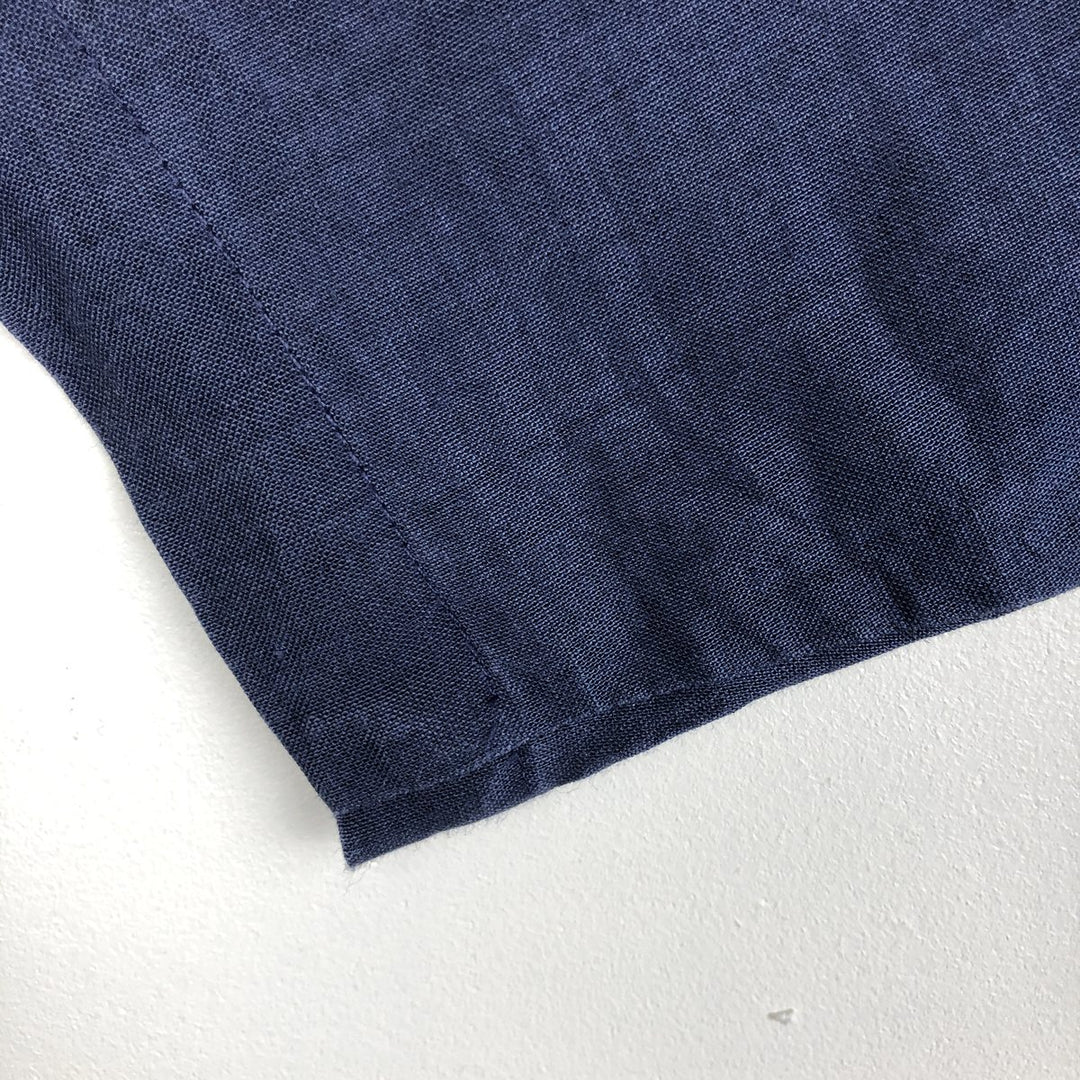 SYLLABLES SYSTEM Short-Sleeve Open-Collar Linen Shirt, Men's Size XL (Equivalent), Boxy Shirt linen navy blue type Vintage Second Hand