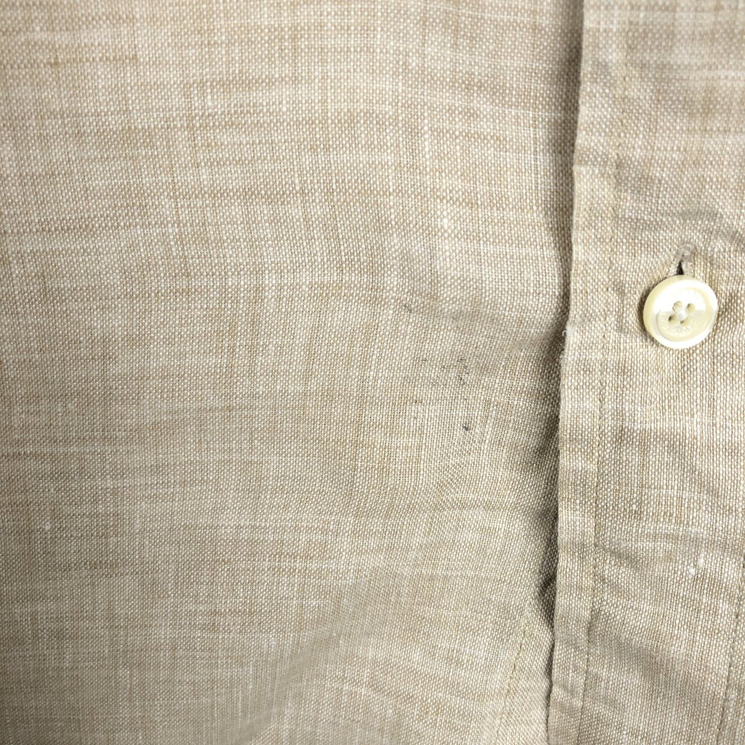 Brooks Brothers short-sleeved linen button-down shirt, men's size M linen Beige type Vintage Second Hand