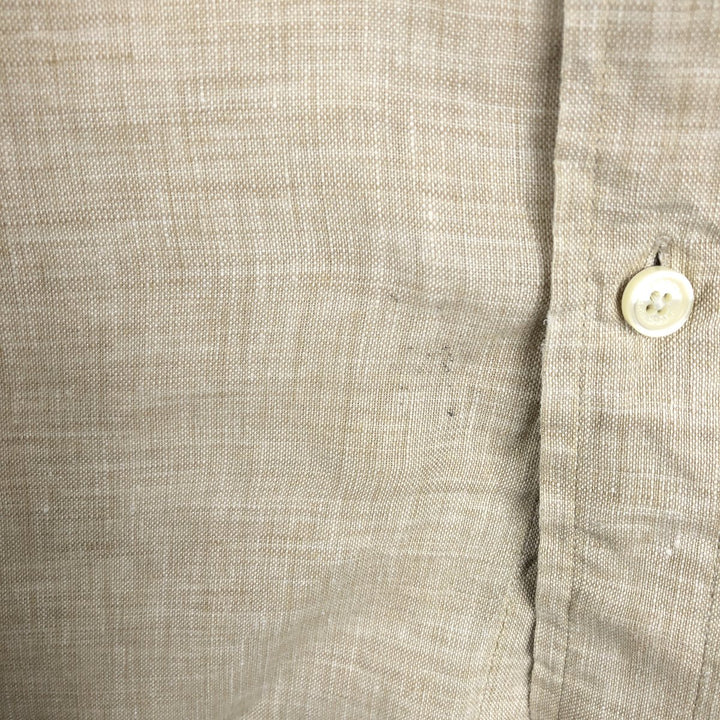 Brooks Brothers short-sleeved linen button-down shirt, men's size M linen Beige type Vintage Second Hand