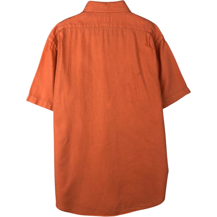 Ralph Lauren POLO by Ralph Lauren Short-Sleeve Cotton x Linen Shirt, Men's Size L (approx.) linen orange type Vintage Second Hand