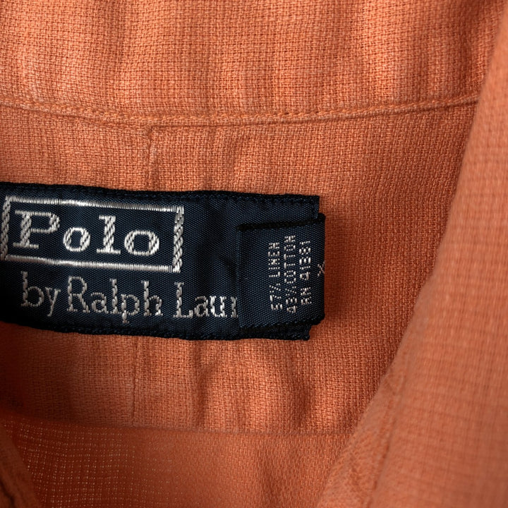 Ralph Lauren POLO by Ralph Lauren Short-Sleeve Cotton x Linen Shirt, Men's Size L (approx.) linen orange type Vintage Second Hand