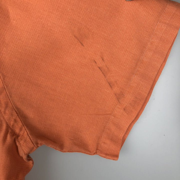 Ralph Lauren POLO by Ralph Lauren Short-Sleeve Cotton x Linen Shirt, Men's Size L (approx.) linen orange type Vintage Second Hand