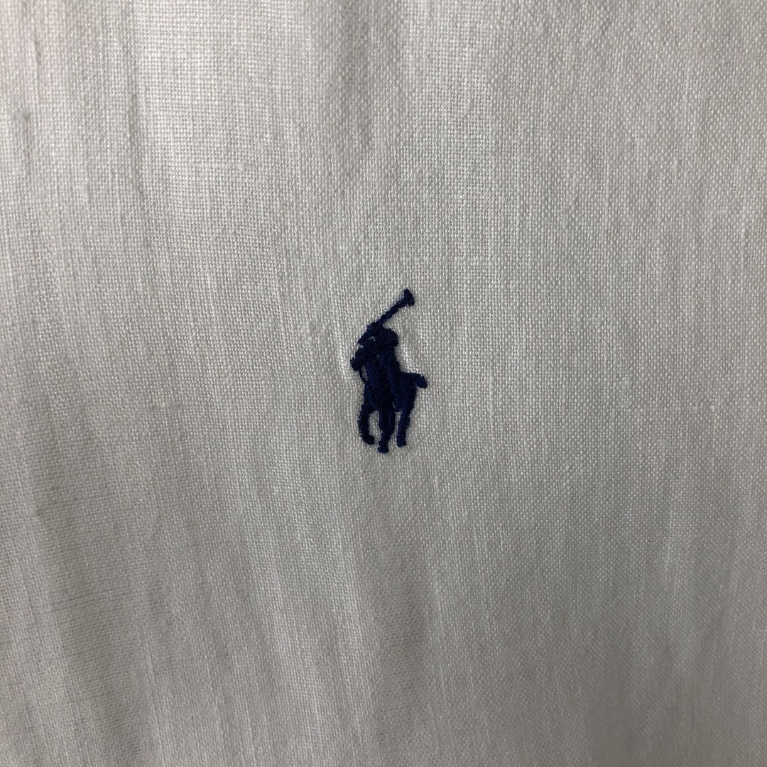 Ralph Lauren Classic Fit short sleeve linen button down shirt, men's size L linen white type Vintage Second Hand