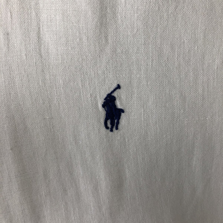 Ralph Lauren Classic Fit short sleeve linen button down shirt, men's size L linen white type Vintage Second Hand