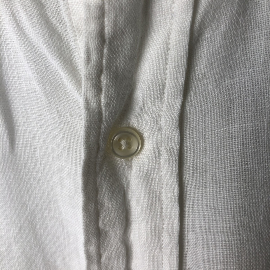 Ralph Lauren Classic Fit short sleeve linen button down shirt, men's size L linen white type Vintage Second Hand