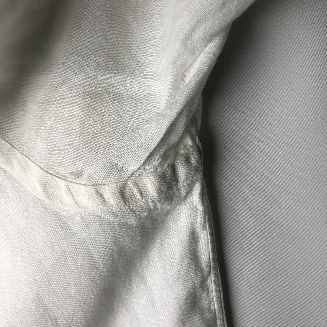Ralph Lauren Classic Fit short sleeve linen button down shirt, men's size L linen white type Vintage Second Hand