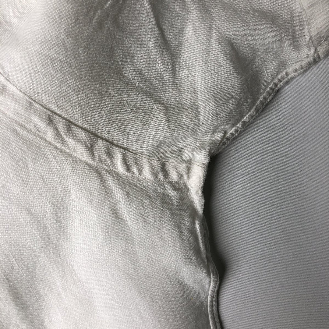 Ralph Lauren Classic Fit short sleeve linen button down shirt, men's size L linen white type Vintage Second Hand