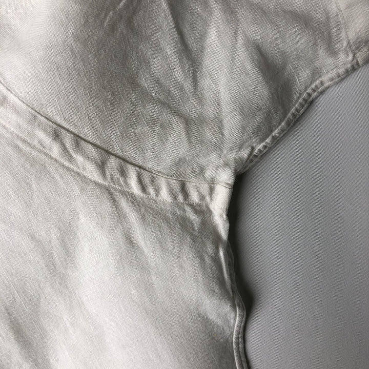 Ralph Lauren Classic Fit short sleeve linen button down shirt, men's size L linen white type Vintage Second Hand