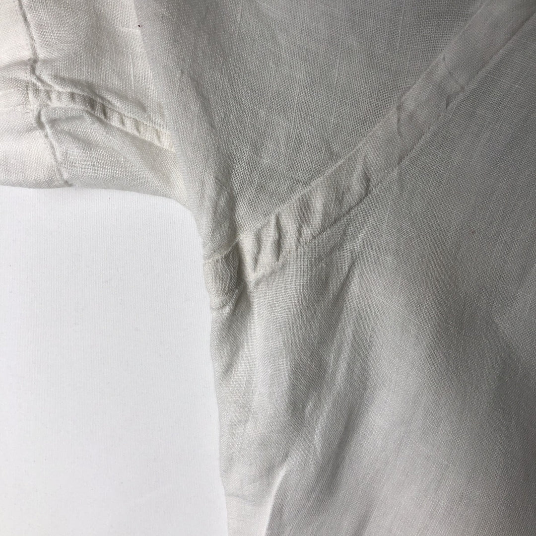 Ralph Lauren Classic Fit short sleeve linen button down shirt, men's size L linen white type Vintage Second Hand