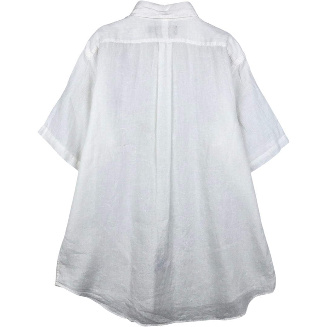 Ralph Lauren short sleeve linen button down shirt, men's size L linen white type Vintage Second Hand