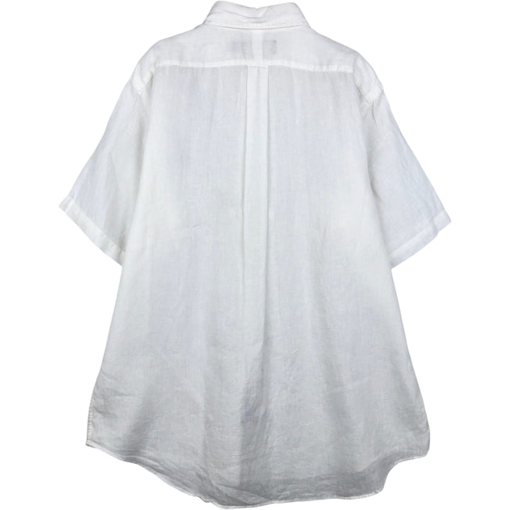 Ralph Lauren short sleeve linen button down shirt, men's size L linen white type Vintage Second Hand