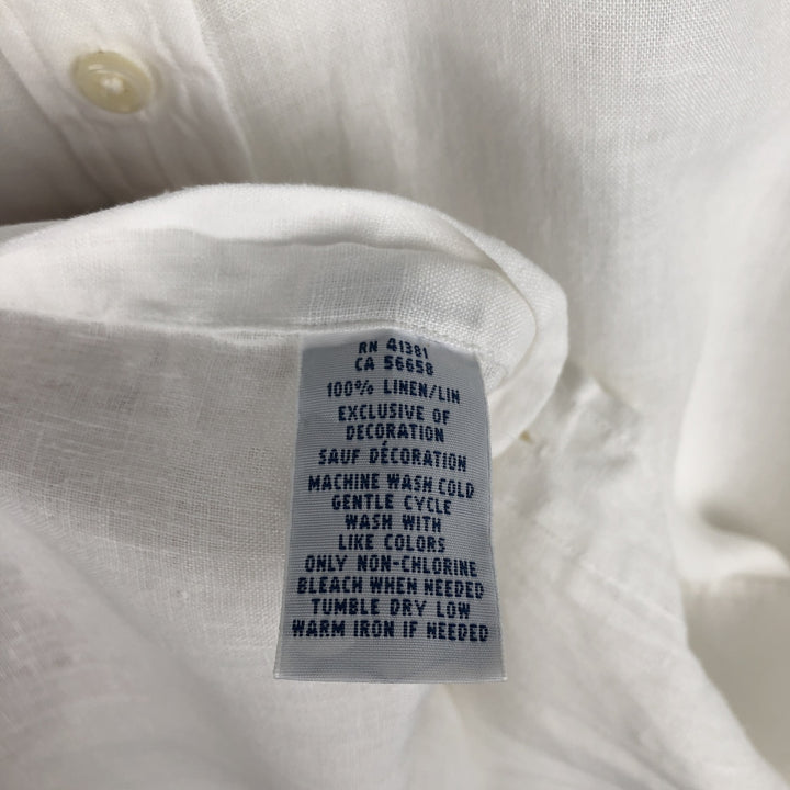 Ralph Lauren short sleeve linen button down shirt, men's size L linen white type Vintage Second Hand