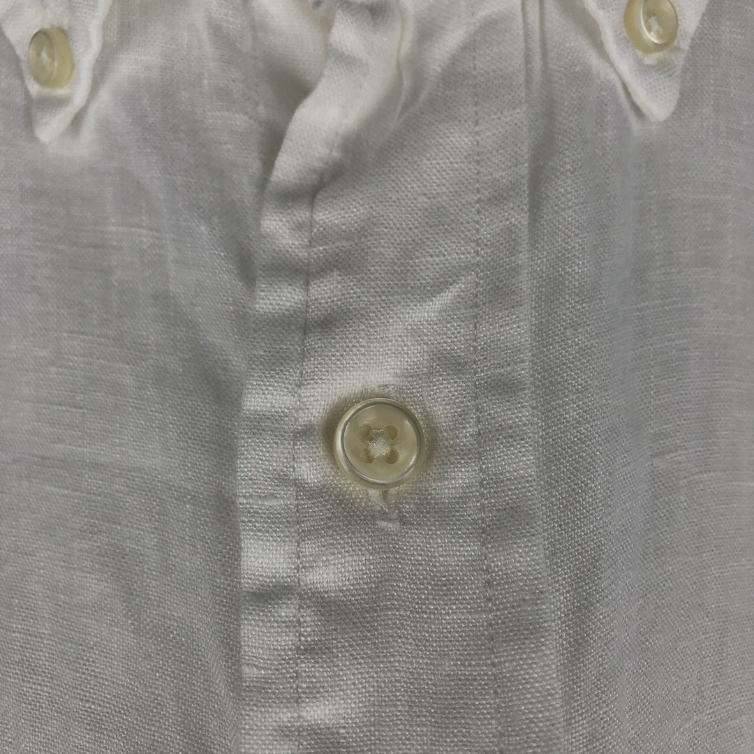 Ralph Lauren short sleeve linen button down shirt, men's size L linen white type Vintage Second Hand