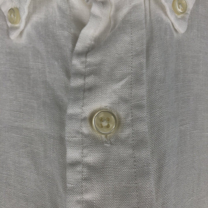 Ralph Lauren short sleeve linen button down shirt, men's size L linen white type Vintage Second Hand