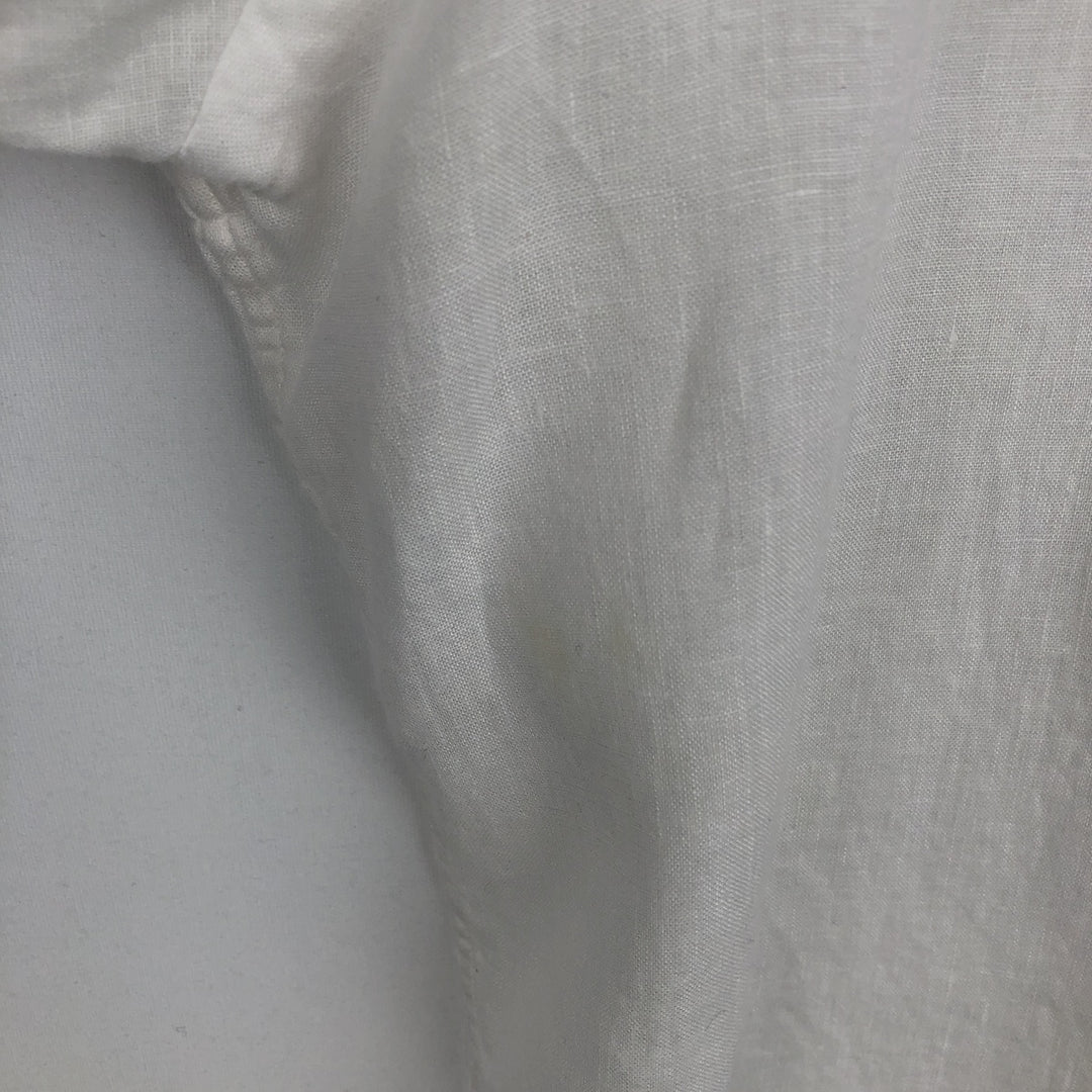 Ralph Lauren short sleeve linen button down shirt, men's size L linen white type Vintage Second Hand